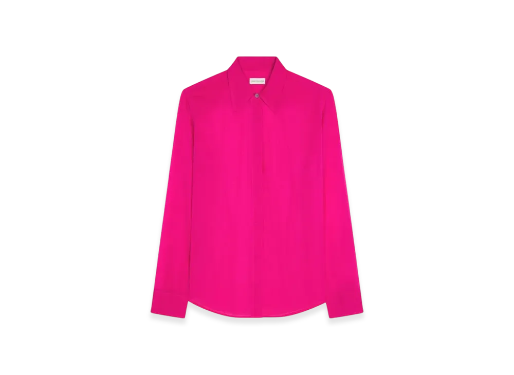 DRIES VAN NOTEN Women's Fitted Silk Shirt "Fuchsia"
