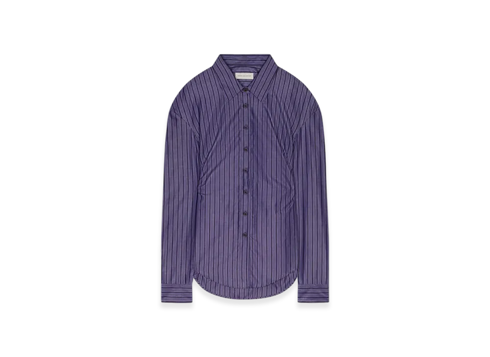 DRIES VAN NOTEN Women's Tailored Belted Shirt "Steel"