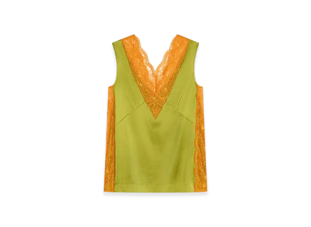 DRIES VAN NOTEN Women's Silk Lace Top "Olive"