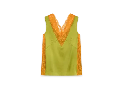 DRIES VAN NOTEN Women's Silk Lace Top "Olive"