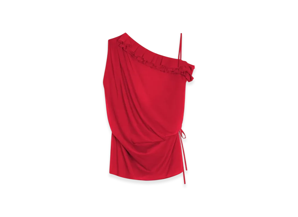DRIES VAN NOTEN Women's Ruffled Silk Top "Red"
