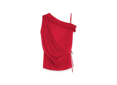 DRIES VAN NOTEN Women's Ruffled Silk Top "Red"
