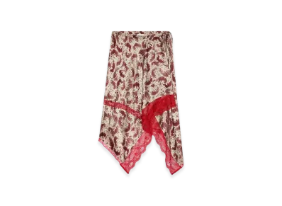 DRIES VAN NOTEN Women's Asymmetrical Silk Skirt "Burgundy"