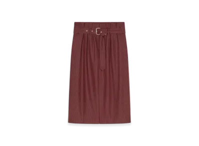 DRIES VAN NOTEN Women's Belted Wool Skirt "Burgundy"