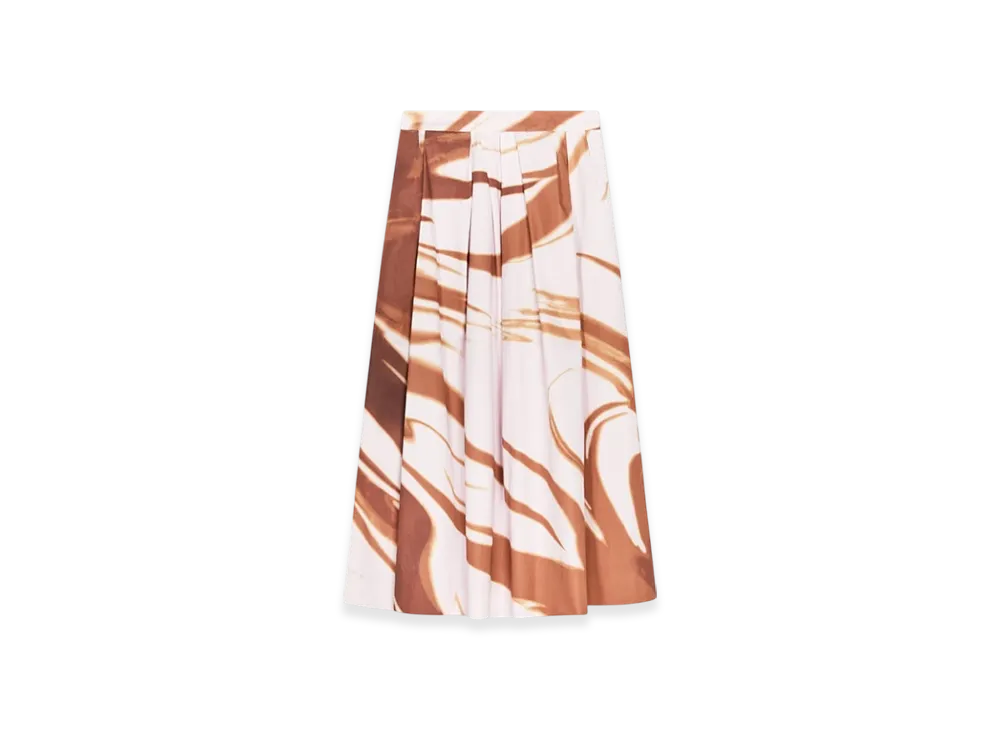 DRIES VAN NOTEN Women's Printed Cotton Skirt "Brown"