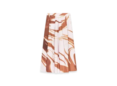 DRIES VAN NOTEN Women's Printed Cotton Skirt "Brown"