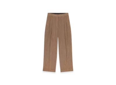 DRIES VAN NOTEN Women's Pleated Linen Pants "Camel"