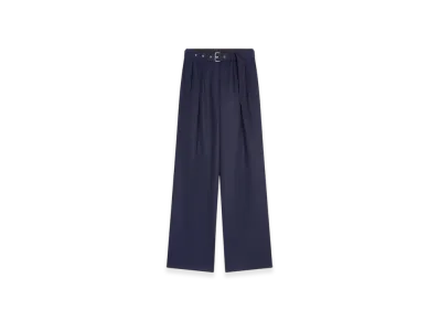 DRIES VAN NOTEN Women's Belted Wool Trousers "Navy"