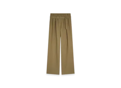 DRIES VAN NOTEN Women's Belted Wool Trousers "Khaki"