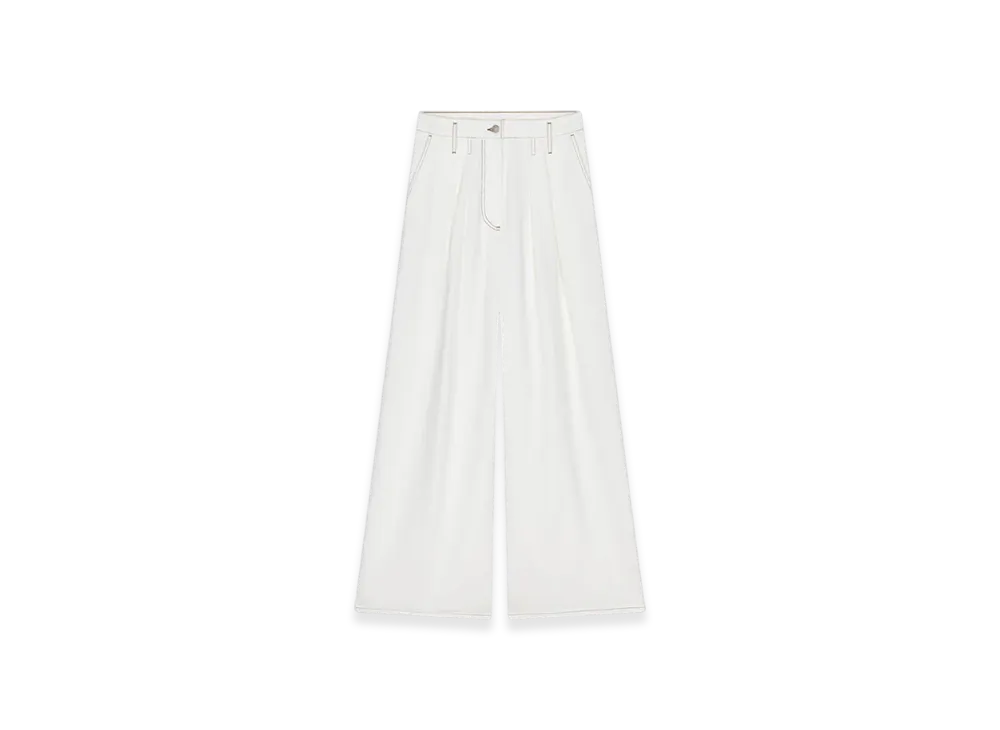 DRIES VAN NOTEN Women's Wide Pleated Jeans "Off White"