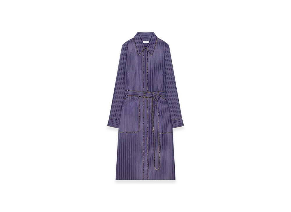 DRIES VAN NOTEN Women's Belted Shirt Dress "Steel"