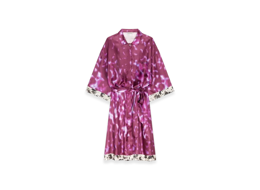 DRIES VAN NOTEN Women's Silk Shirt Dress "Fuchsia"