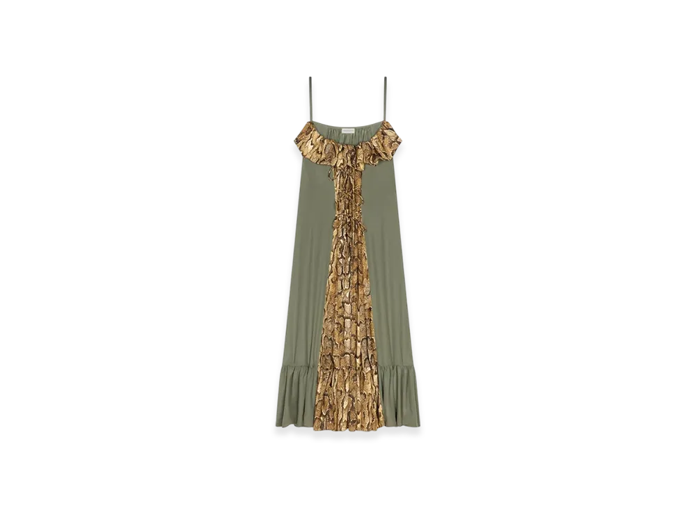DRIES VAN NOTEN Women's Ruffled Slip Dress "Khaki"