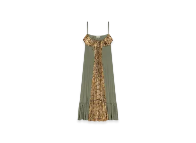 DRIES VAN NOTEN Women's Ruffled Slip Dress "Khaki"