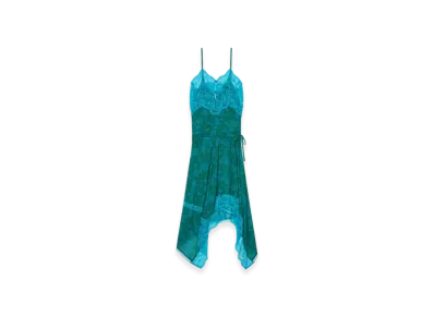 DRIES VAN NOTEN Women's Asymmetrical Slip Dress "Turquoise"