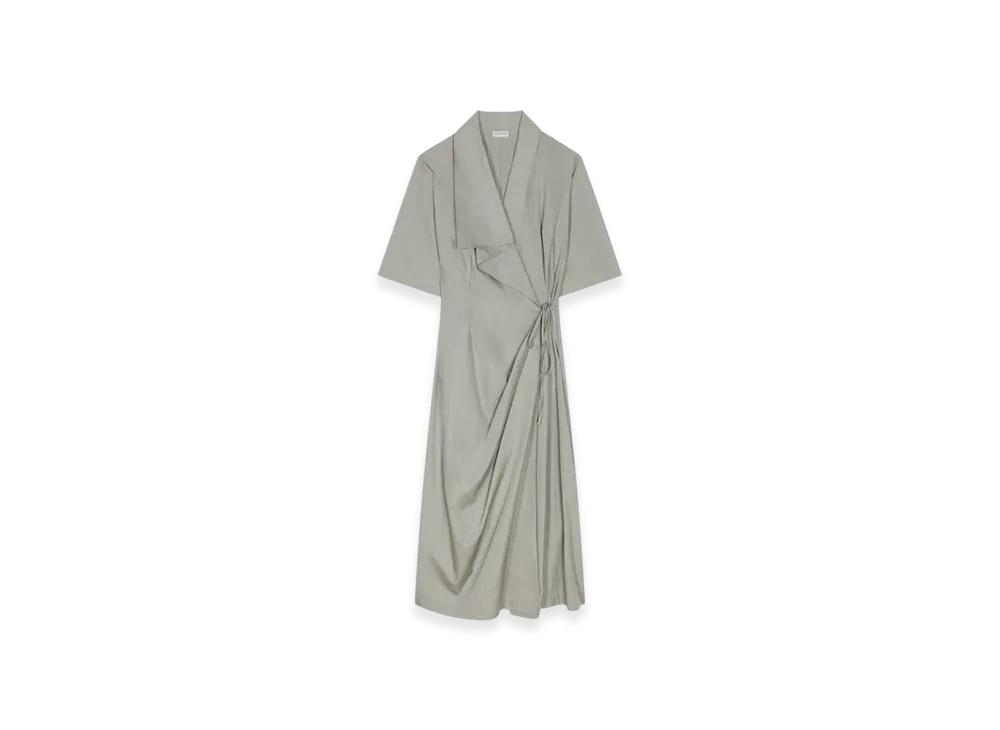 DRIES VAN NOTEN Women's Draped Wrap Dress "Cement"