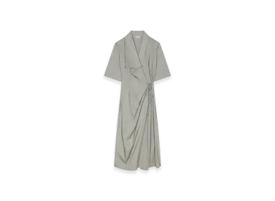 DRIES VAN NOTEN Women's Draped Wrap Dress "Cement"