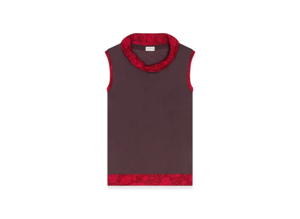 DRIES VAN NOTEN Women's Contrast Top "Burgundy"