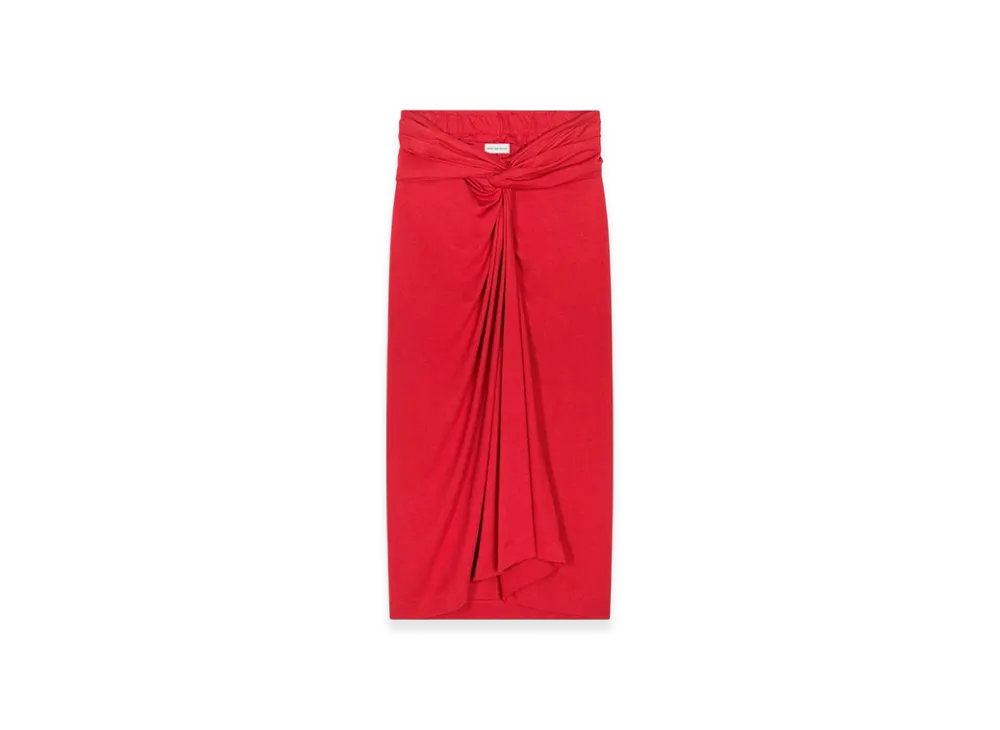 DRIES VAN NOTEN Women's Knotted Jersey Skirt "Red"
