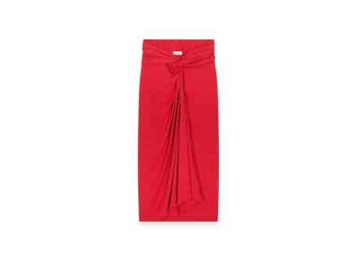 DRIES VAN NOTEN Women's Knotted Jersey Skirt "Red"