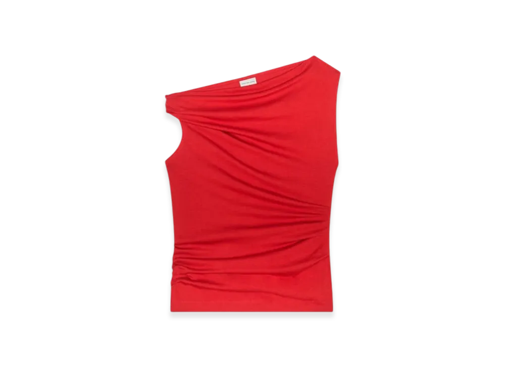 DRIES VAN NOTEN Women's Off-Shoulder Jersey Top "Red"