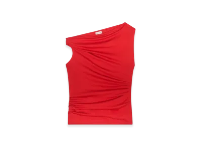 DRIES VAN NOTEN Women's Off-Shoulder Jersey Top "Red"