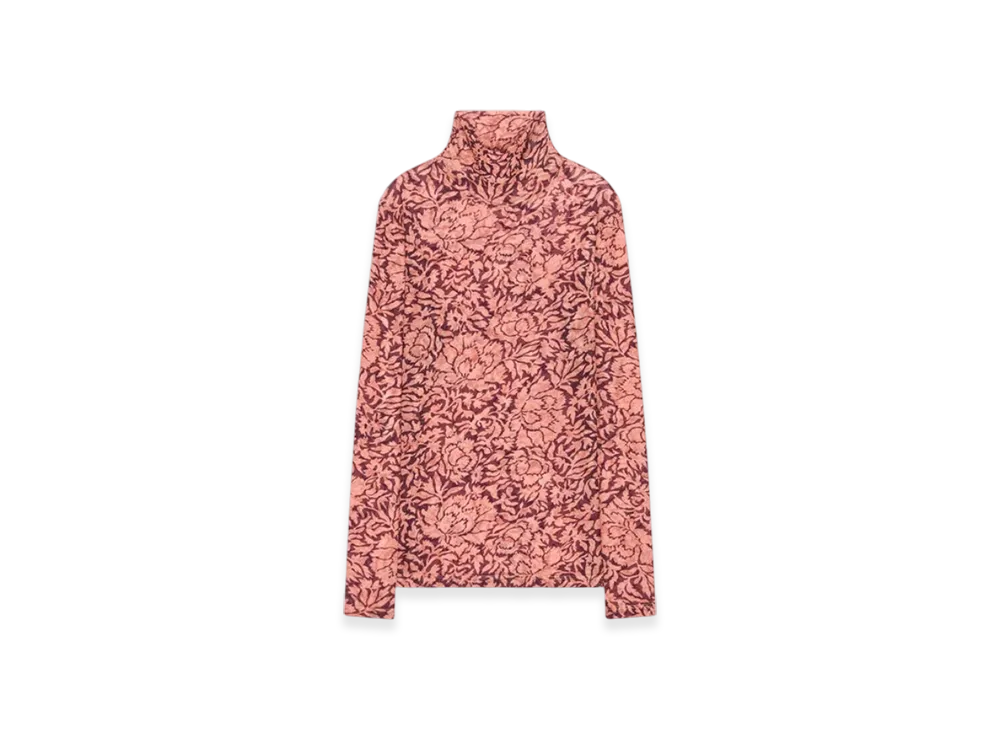 DRIES VAN NOTEN Women's Printed Turtleneck Tee "Peach"