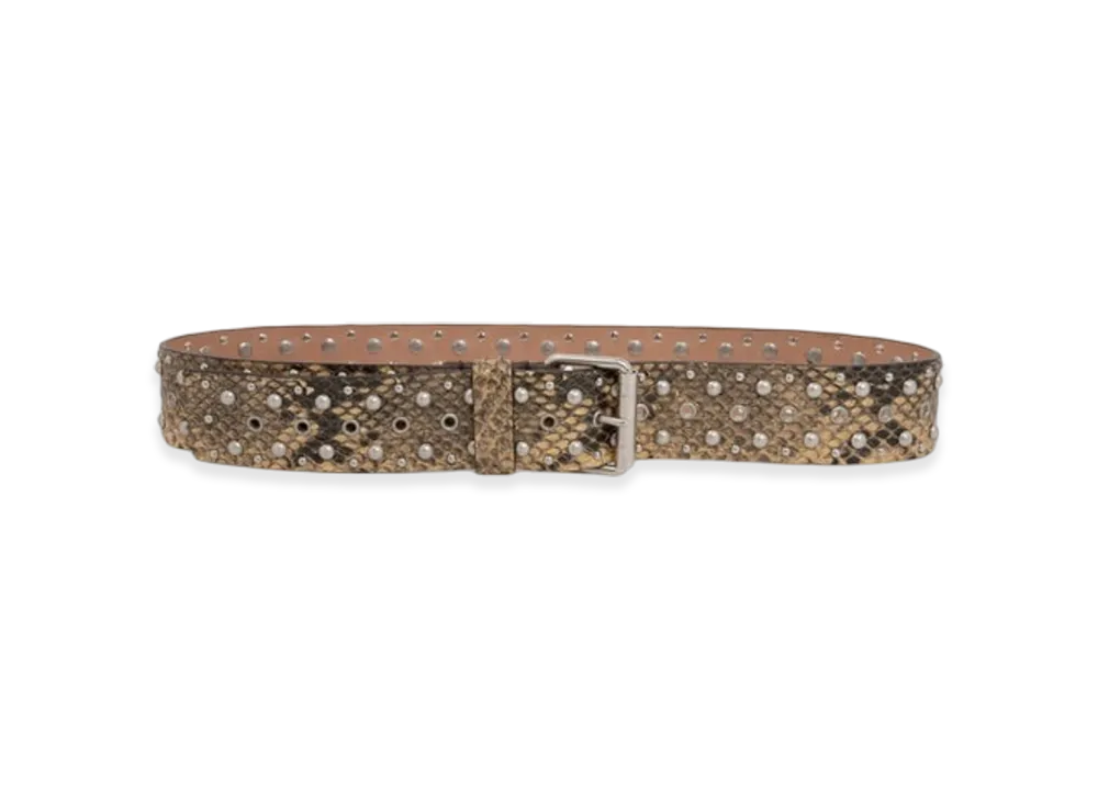 DRIES VAN NOTEN Women's Studded Leather Belt "Beige"