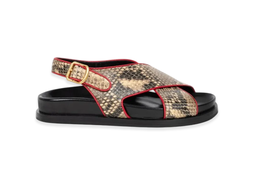 DRIES VAN NOTEN Women's Snake Print Sandals "Beige"