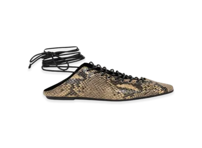 DRIES VAN NOTEN Women's Leather Lace Up Flats "Beige"