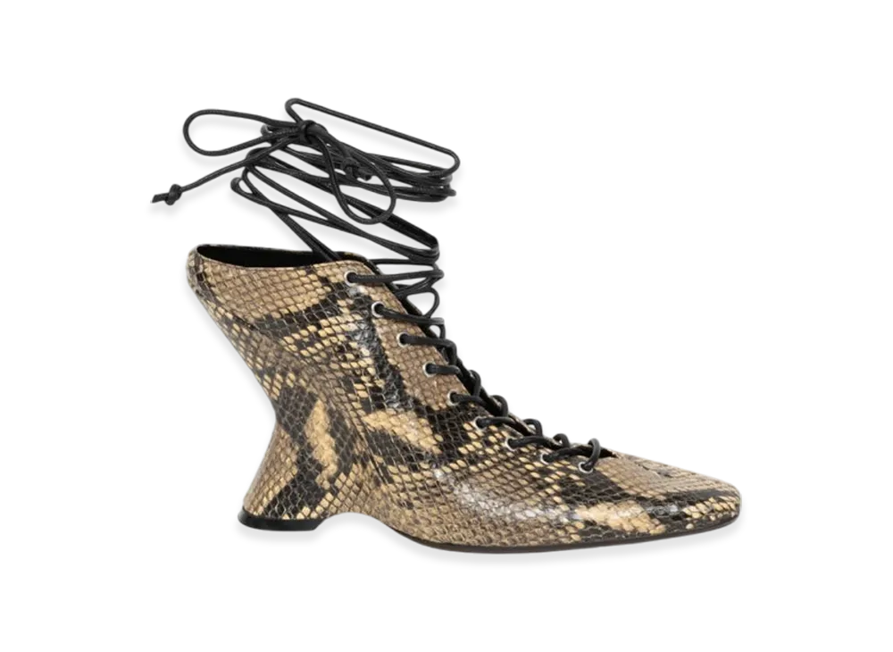 DRIES VAN NOTEN Women's Leather Lace Up Mules "Beige"