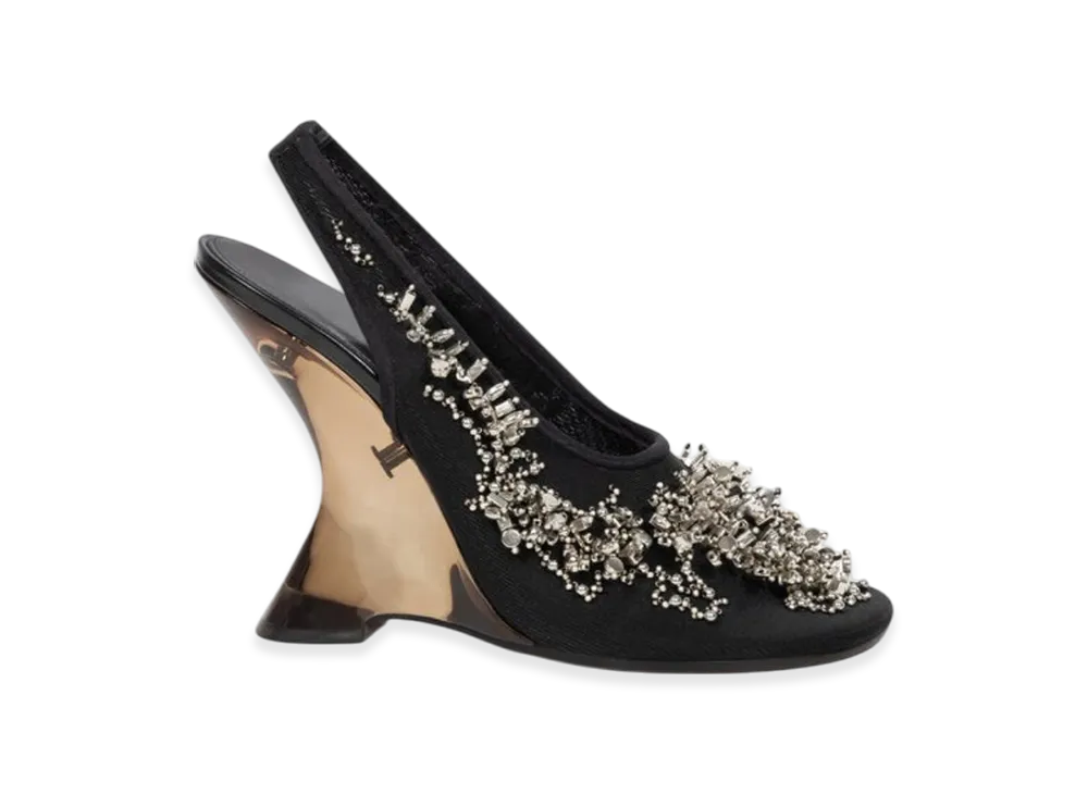 DRIES VAN NOTEN Women's Embellished Slingback Pumps "Black"