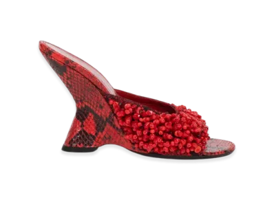 DRIES VAN NOTEN Women's Open-Toe Embellished Mules "Vermillion"