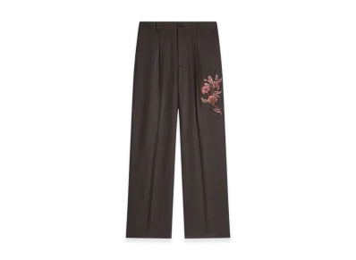 DRIES VAN NOTEN Embroidered Wool Pants "Dark brown"