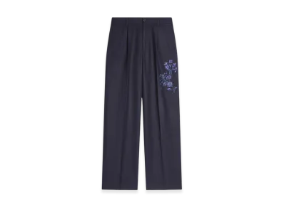 DRIES VAN NOTEN Embroidered Wool Pants "Navy"