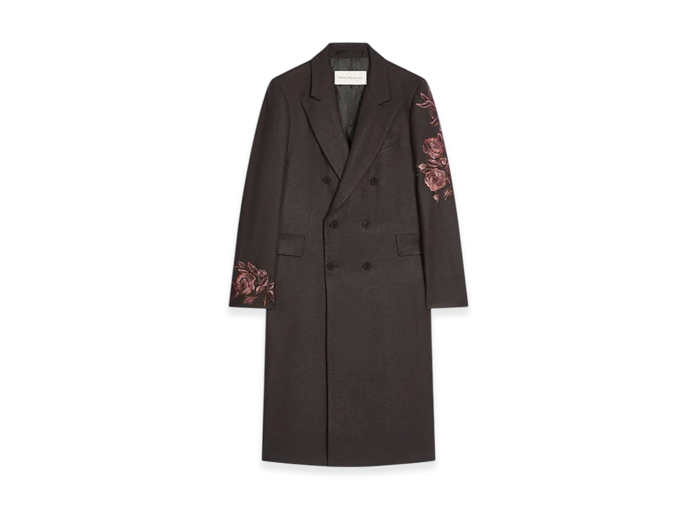 DRIES VAN NOTEN Embroidered Wool Coat "Dark brown"