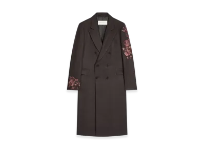 DRIES VAN NOTEN Embroidered Wool Coat "Dark brown"