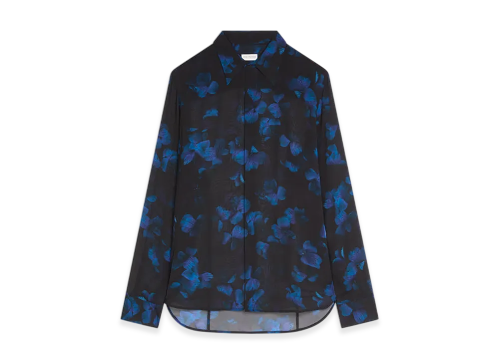 DRIES VAN NOTEN Sheer Viscose Shirt "Blue"