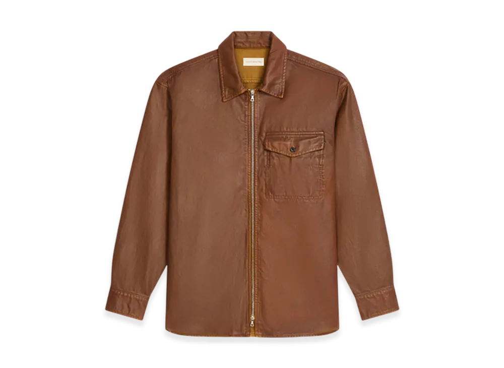 DRIES VAN NOTEN Coated Zipped Shirt "Rust"