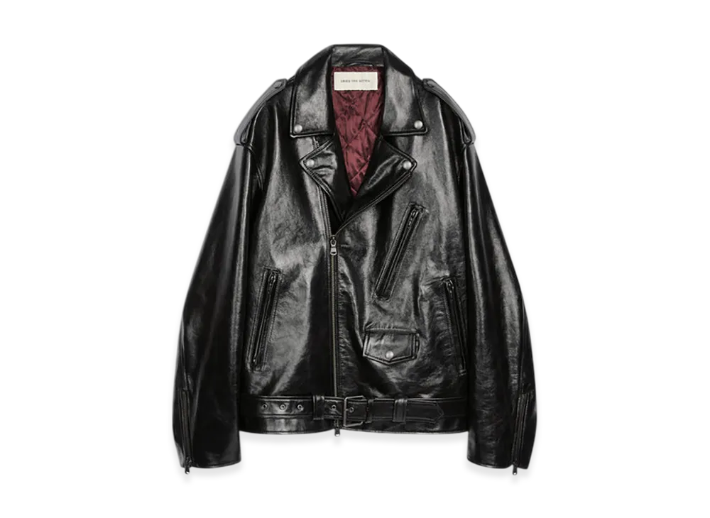 DRIES VAN NOTEN Leather Biker Jacket "Black"