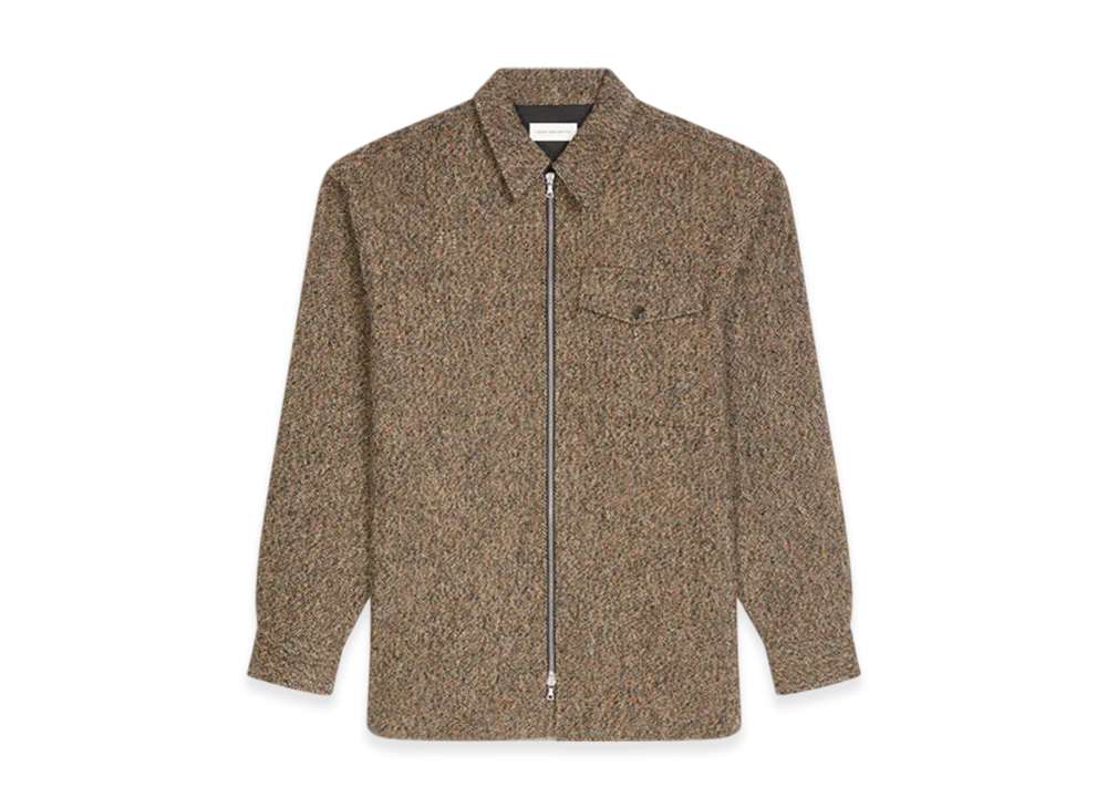 DRIES VAN NOTEN Tweed Zipped Shirt "Rust"