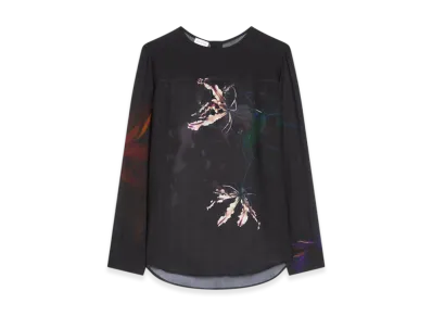 DRIES VAN NOTEN Sheer Collarless Shirt "Black"