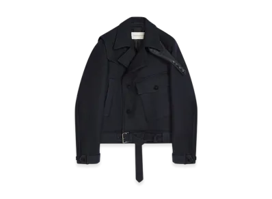 DRIES VAN NOTEN Short Wool Trench Coat "Midnight"