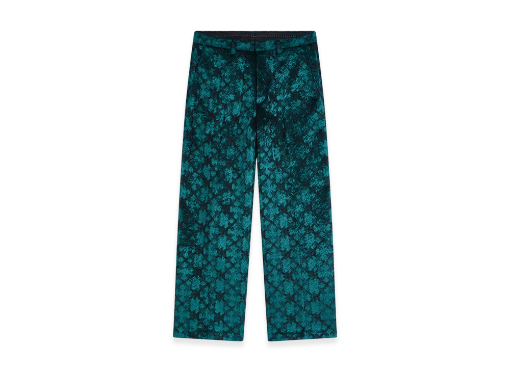 DRIES VAN NOTEN Cropped Jacquard Pants "Petrol"