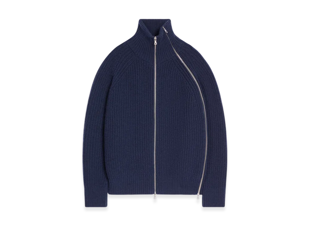 DRIES VAN NOTEN Zipped Wool Sweater "Navy"