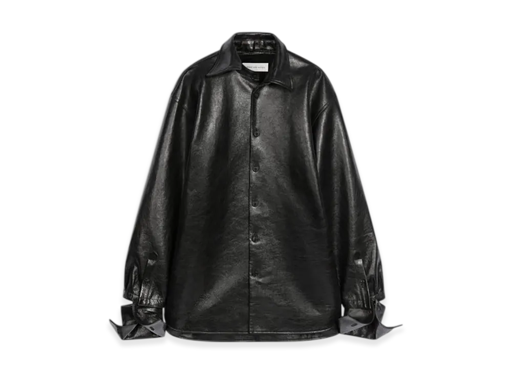 DRIES VAN NOTEN Adjustable Leather Shirt "Black"