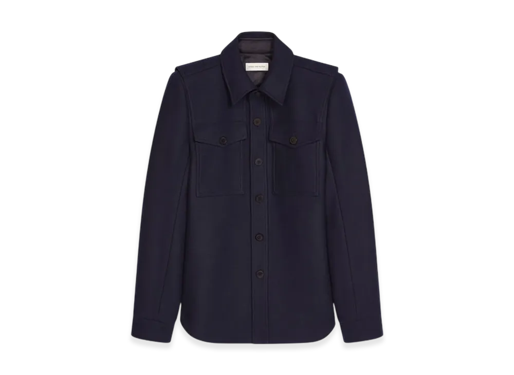 DRIES VAN NOTEN Constructed Wool Overshirt "Navy"
