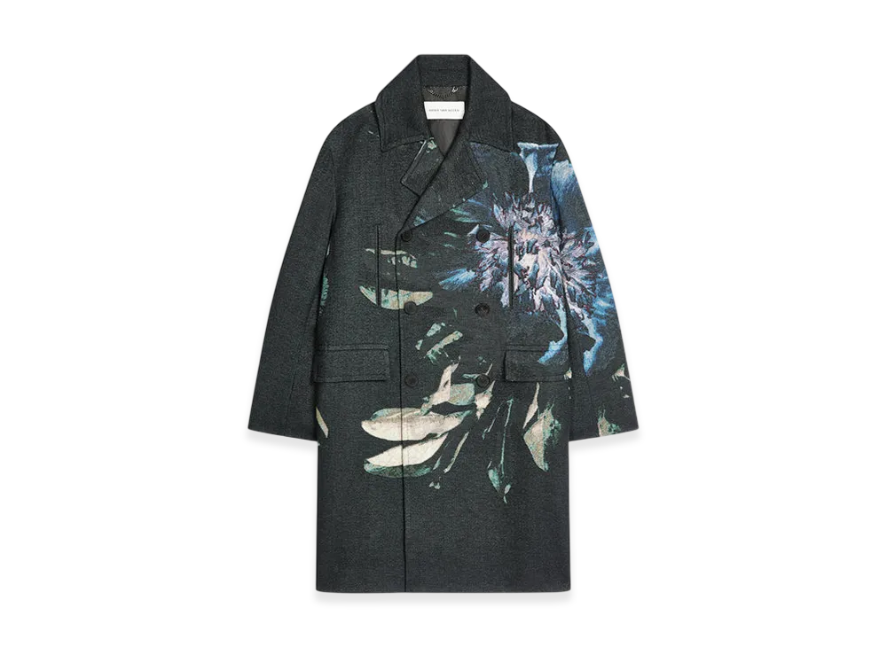 DRIES VAN NOTEN Jacquard Caban Coat "Black"