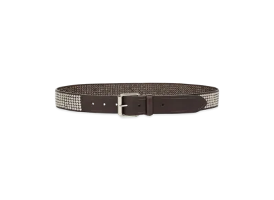 DRIES VAN NOTEN Studded Leather Belt "Dark brown"