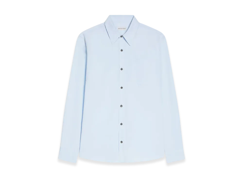 DRIES VAN NOTEN Fitted Cotton Shirt "Light blue"